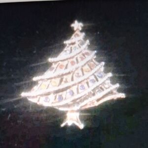 Elegant Silver and Multicolor Christmas Tree Brooch